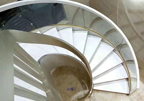 豐臺獨棟別墅裝修旋轉玻璃樓梯定制效果圖