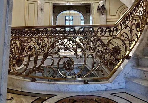 豐臺別墅銅藝雕刻樓梯定制扶手裝修效果圖