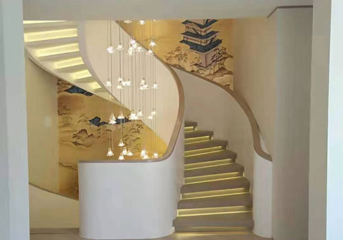 豐臺弧形樓梯定制裝修設計效果圖