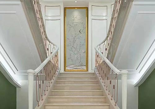 門頭溝別墅裝修白色L型樓梯定制設計效果圖