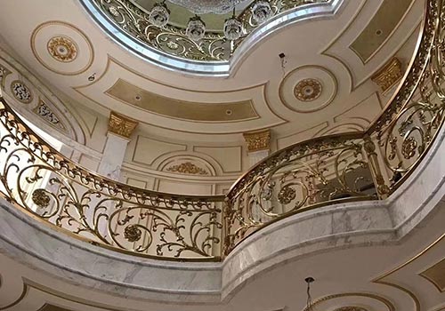 豐臺別墅室內歐式銅藝雕花樓梯扶手設計效果圖