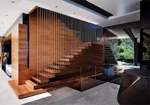 農村自建別墅室內懸浮樓梯扶手設計裝修效果圖