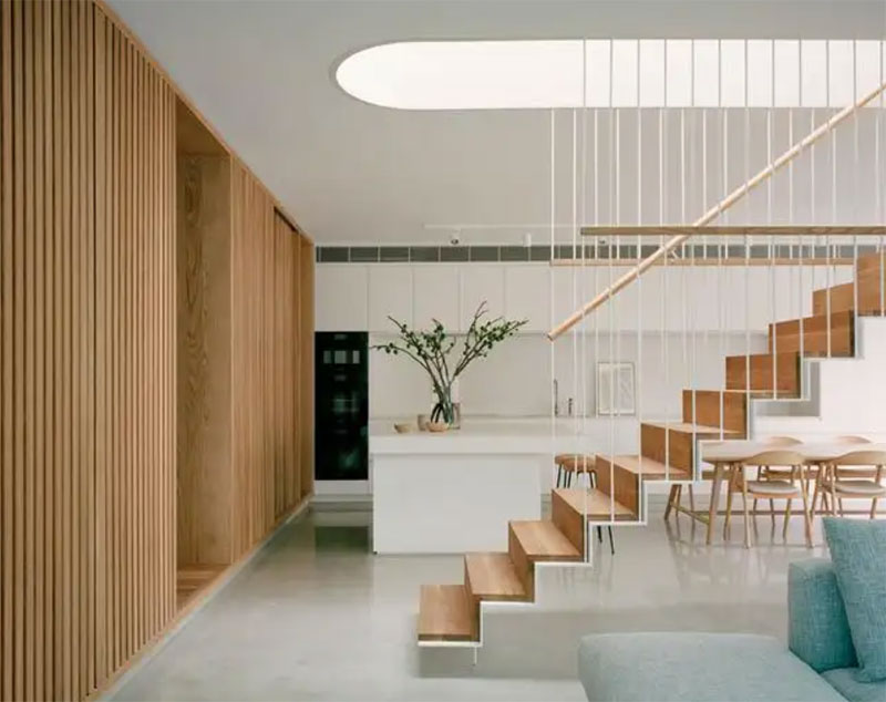 極簡(jiǎn)風(fēng)格家居室內(nèi)懸浮樓梯