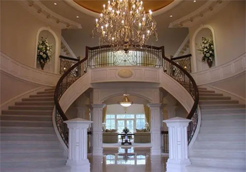 別墅室內圓形鐵藝樓梯設計裝修效果圖