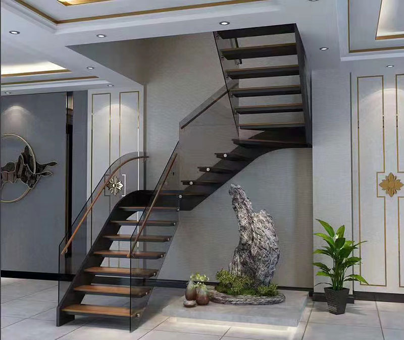 鋼木玻璃樓梯扶手