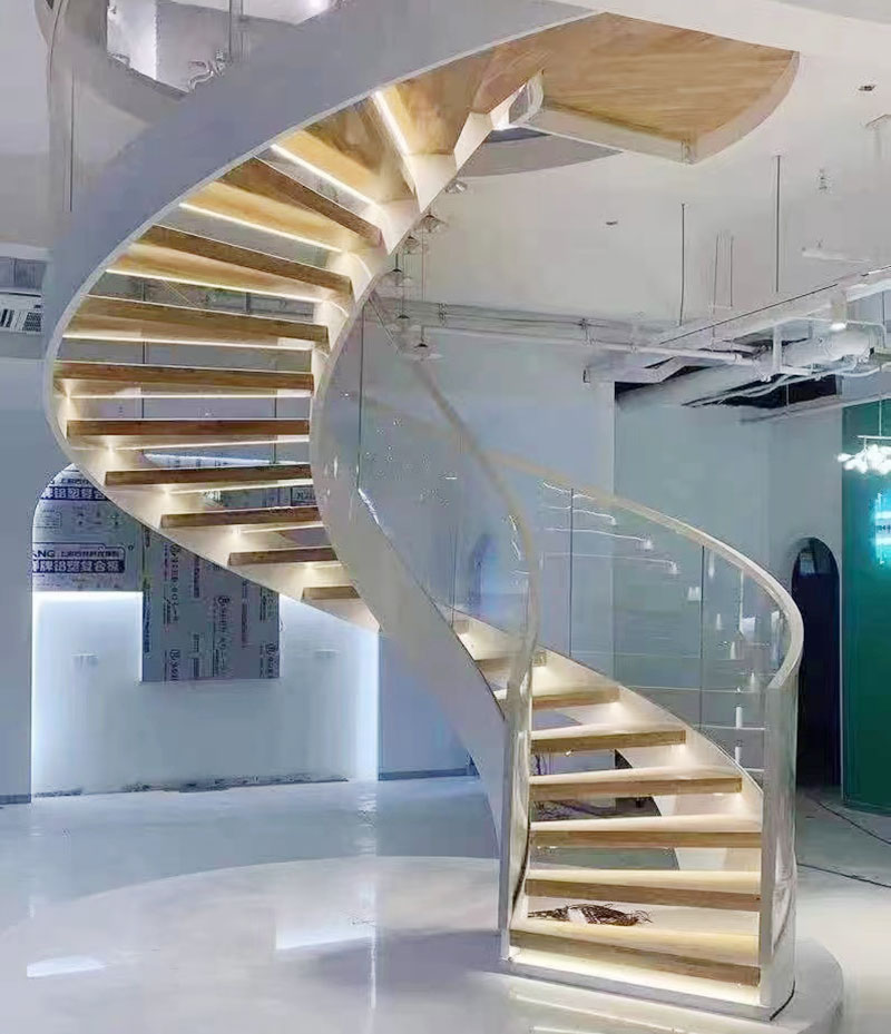 現代簡約輕奢旋轉樓梯扶手效果圖