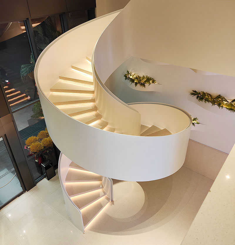 現代簡約旋轉樓梯扶手效果圖